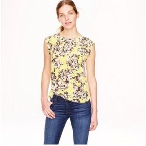 J Crew Beige Yellow Floral Tank Lace Blouse